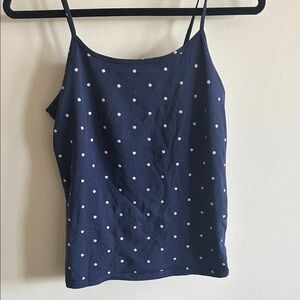 Navy Polka Dot Spaghetti Strap Tank Top